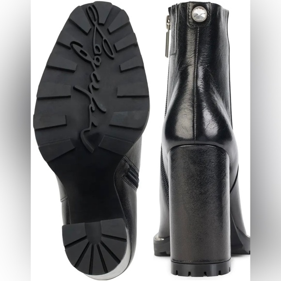 KARL LAGERFELD PARIS STYLE PEPPY BLACK GRAIN LEATHER BOOTIE SIZE 7.5 - Picture 4 of 15